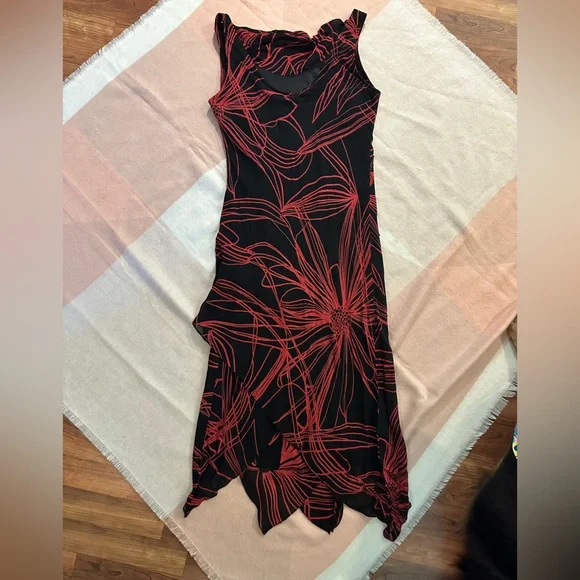 Vintage Y2K 90’s Eva Blue- Black and Red Cocktail Dress - Picture 5 of 7